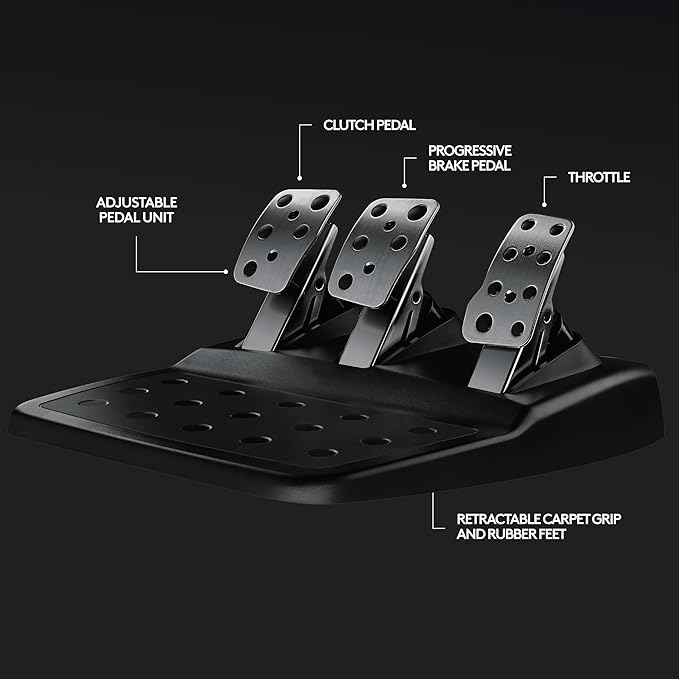 Logitech G29 Driving Force Racing Wheel and Floor Pedals, Real Force Feedback, Stainless Steel Paddle Shifters, Leather Steering Wheel Cover for PS5, PS4, PC, Mac - BlackGaming AccessoriesRealistic Force Feedback: Dual-motor system simulates tire traction